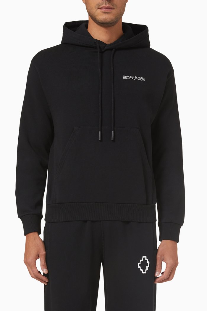 

Cross Over Hoodie in Cotton, Black