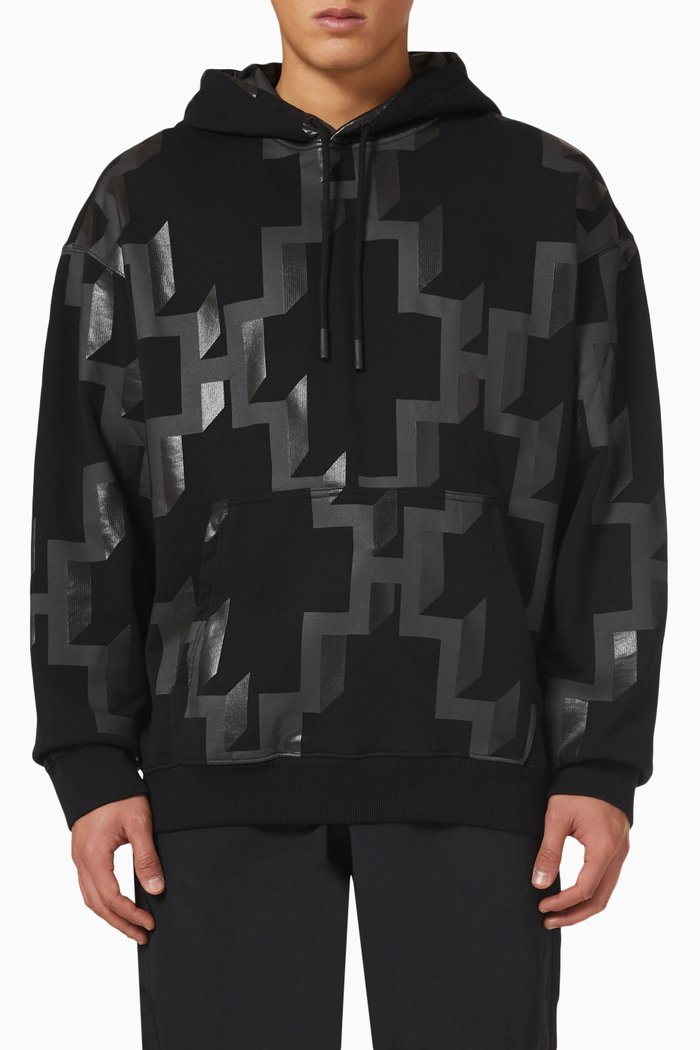

All Over Cross Hoodie in Fleece, Black