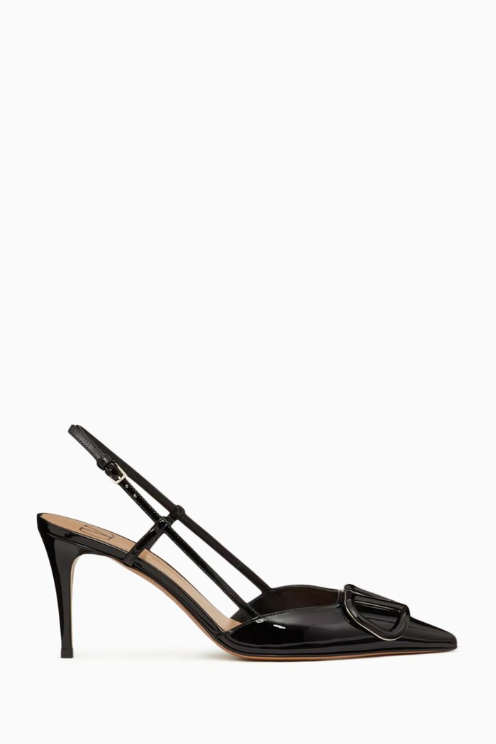 

Valentino Garavani VLOGO Slingback Pumps in Patent Leather, Black