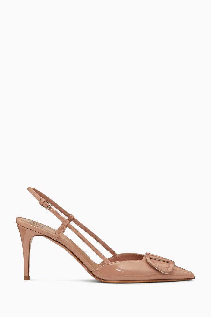 

Valentino Garavani VLOGO Slingback Pumps in Patent Leather, Neutral