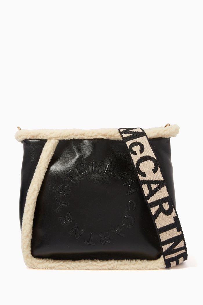 Mini Logo Shoulder Bag in Eco-alter Nappa, Black