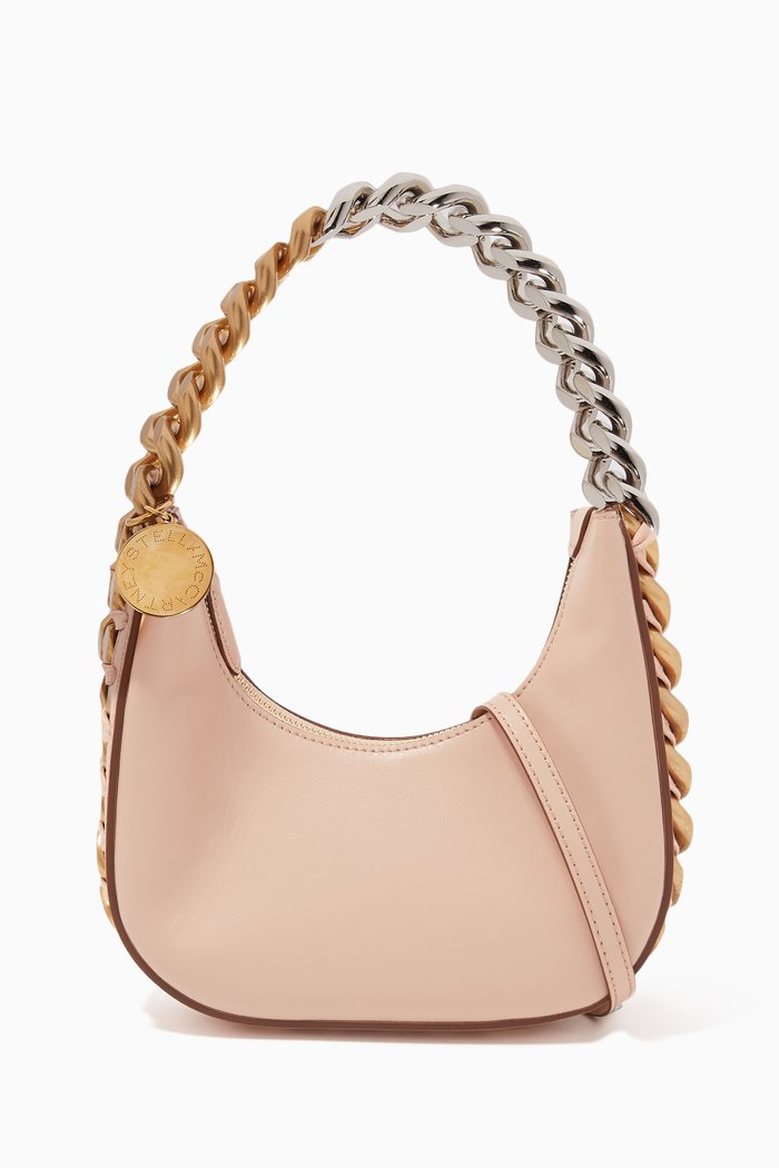 

Small Frayme Shoulder Bag in Faux Leather, Pink