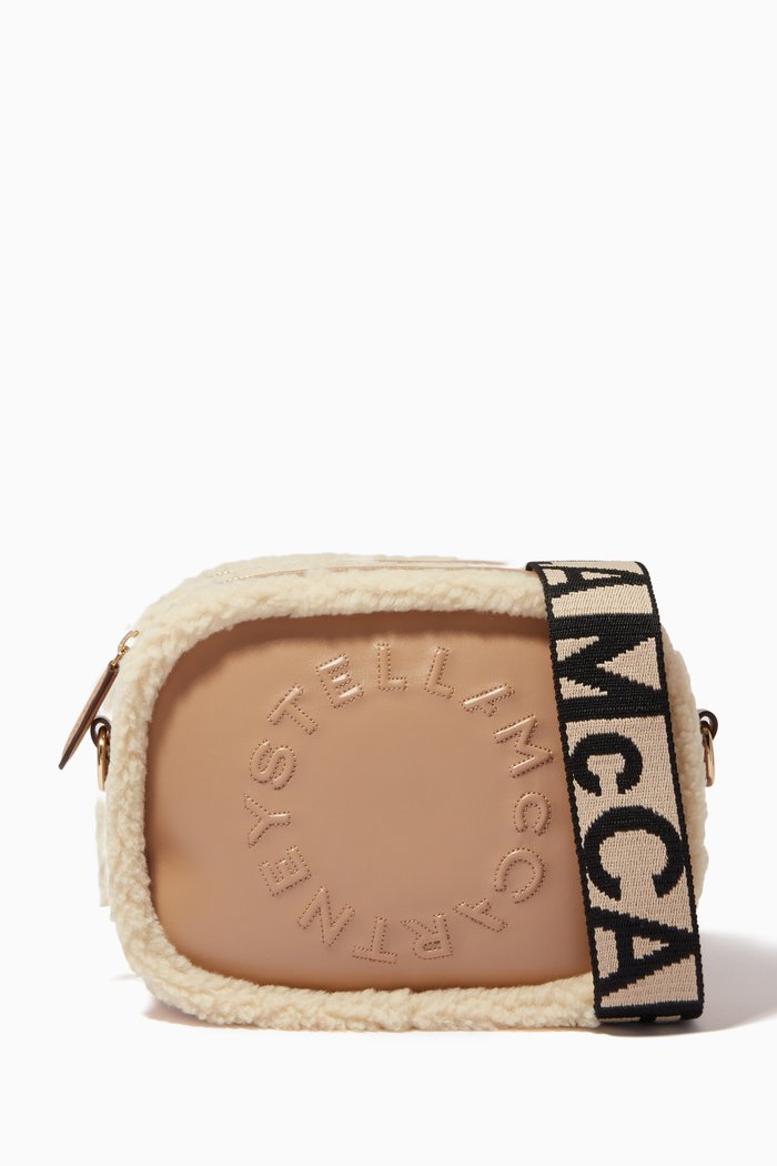 

Small Stella Logo Camera Crossbody Bag in Eco-alter Nappa, Neutral