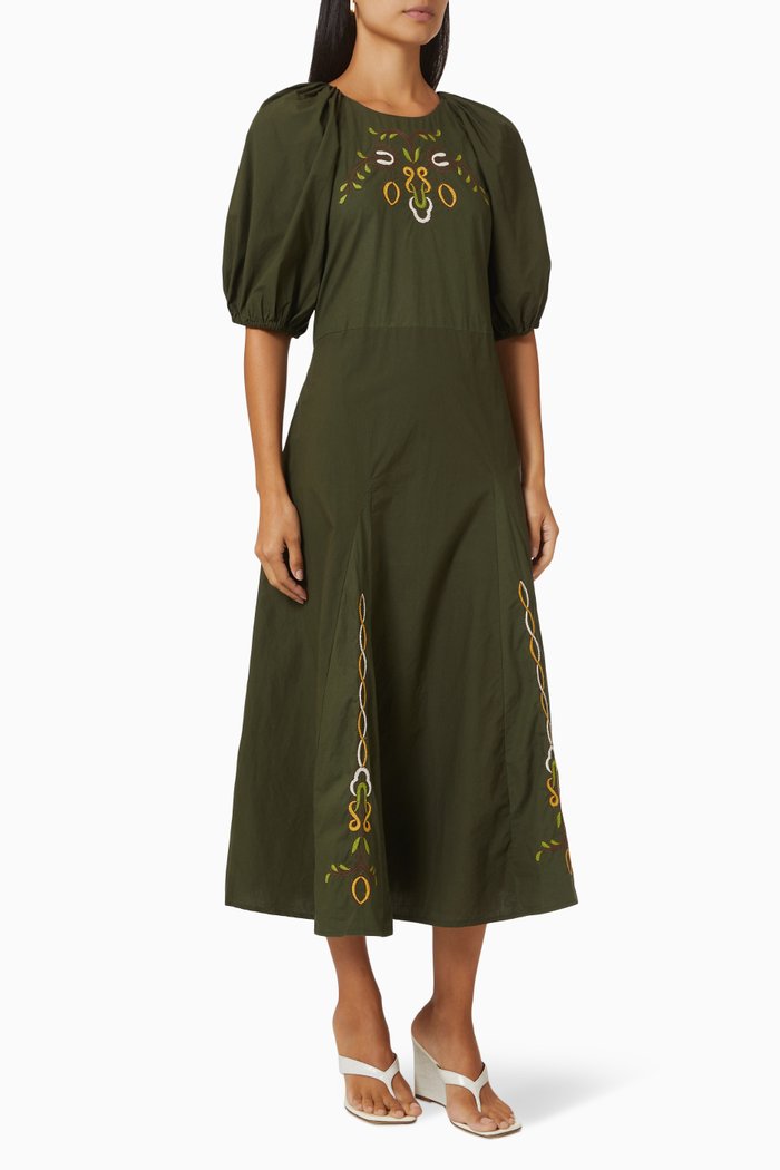 

Gertrude Dress in Cotton, Green