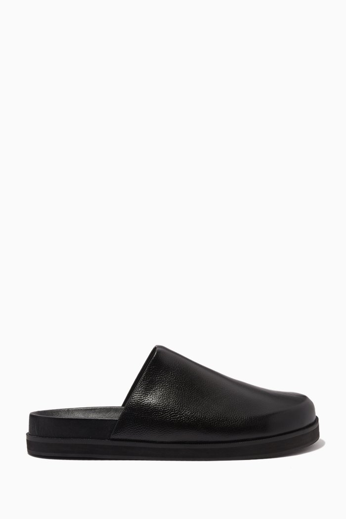 

Zen Round-toe Mules in Leather, Black