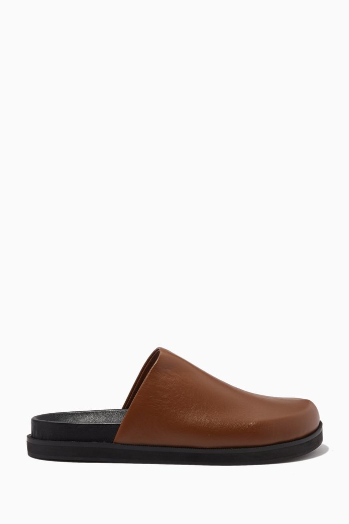 

Zen Round-toe Mules in Leather, Brown