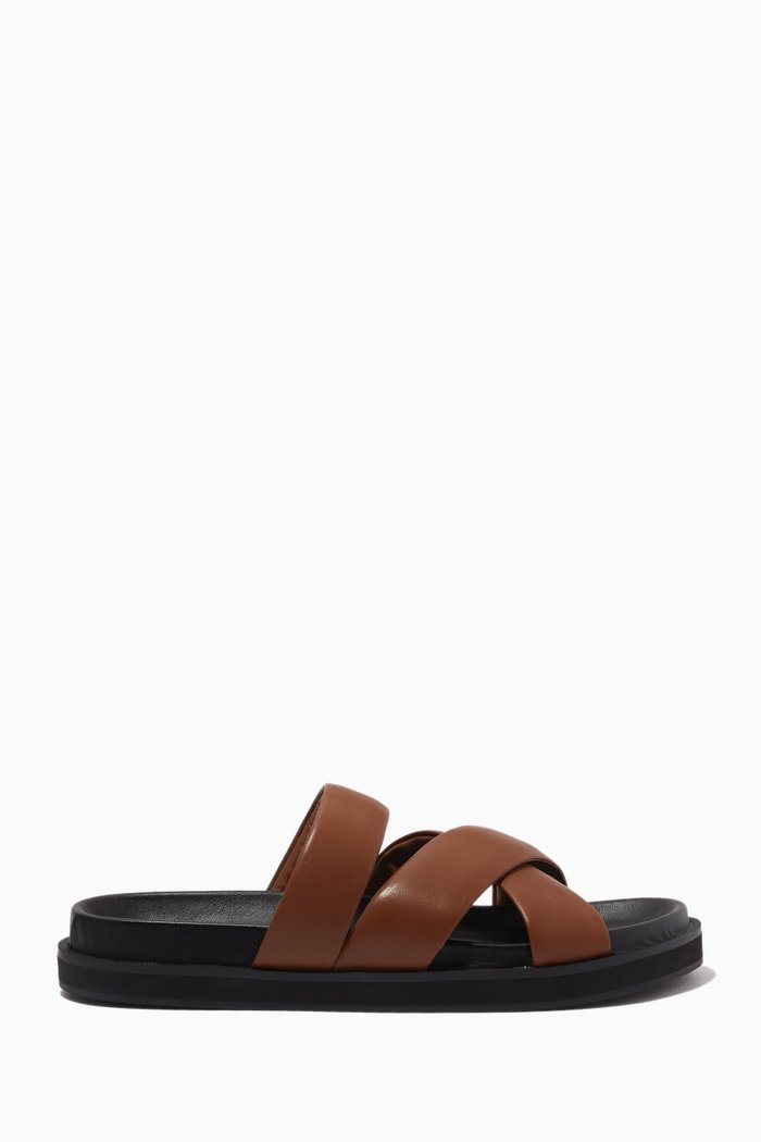 

Nico Slides in Leather, Brown