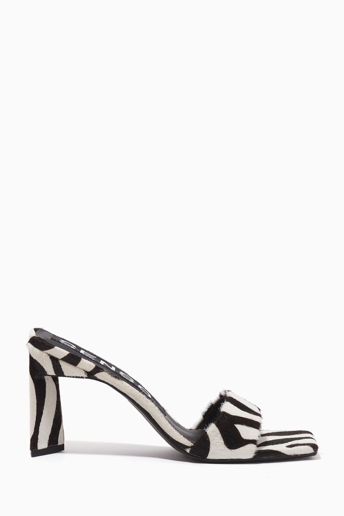 

Venus 95 Square-toe Mule Sandals in Pony Hair, Multicolour