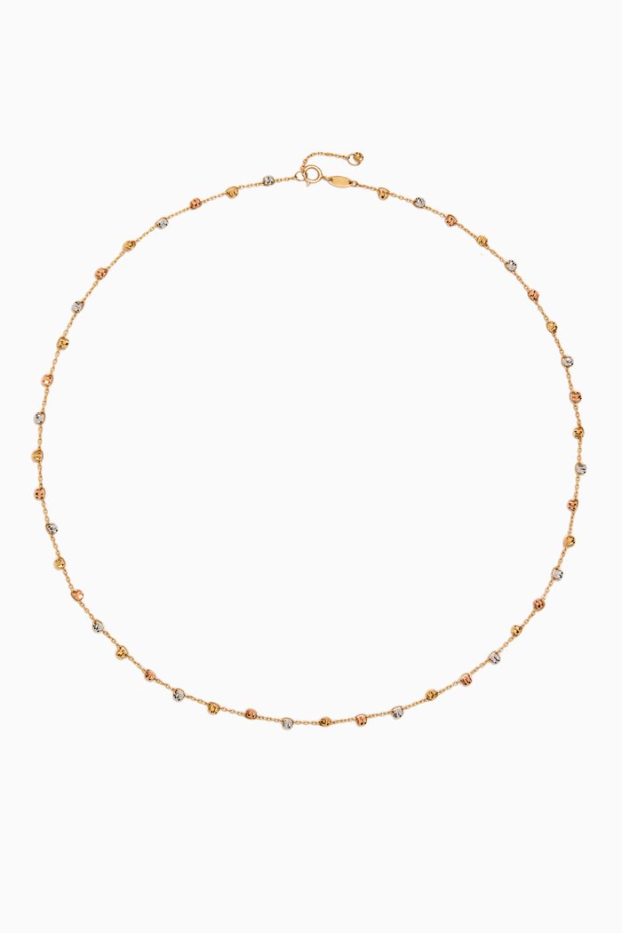 

Lydia Tri-colour Bead Necklace in 18kt Yellow Gold