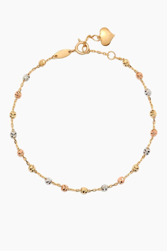 

Lydia Tri-colour Bead Bracelet in 18kt Yellow Gold