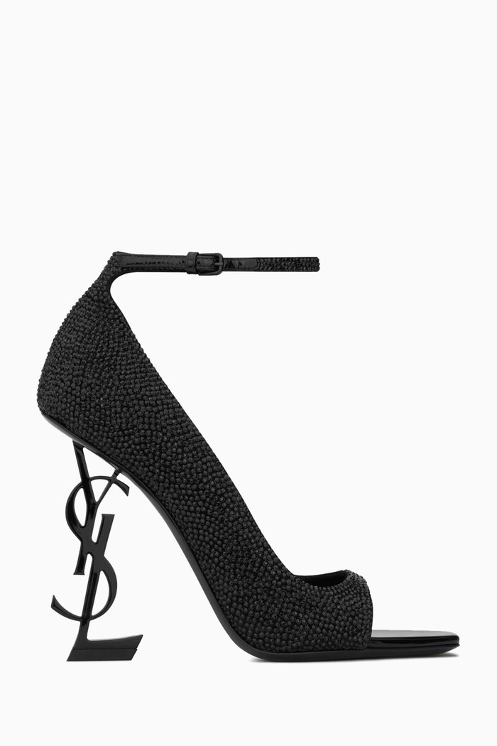 

Opyum 110 Rhinestone Open-toe Pumps in Suede, Black