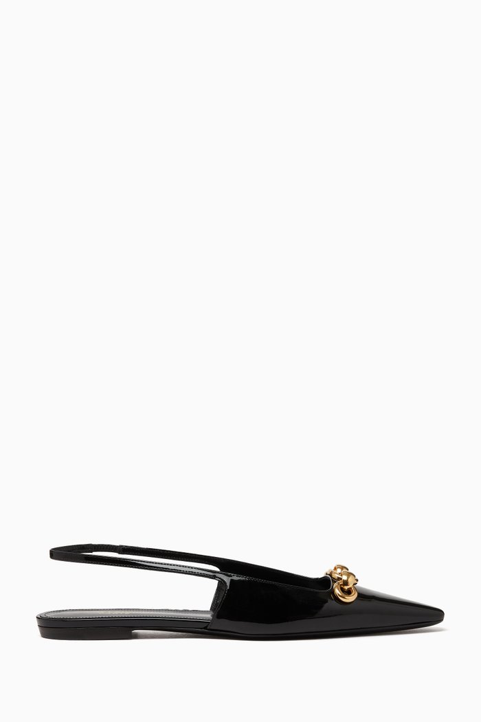 Blade Slingback Flats in Patent Leather, Black