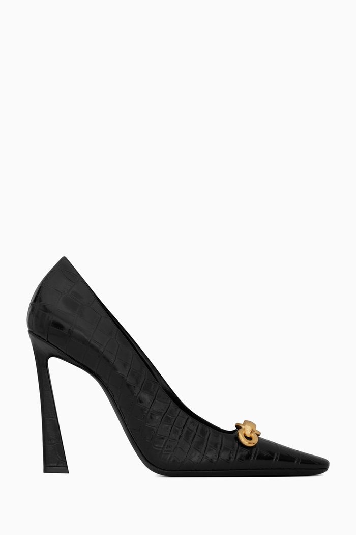 

Severine Pumps in Croc-embossed Patent Leather, Black