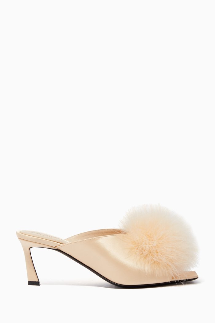 

May 60 Mules in Crepe Satin, White