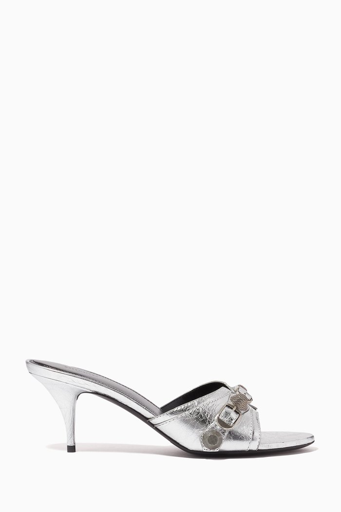 

Cagole 70 Sandals in Arena Lambskin, Silver