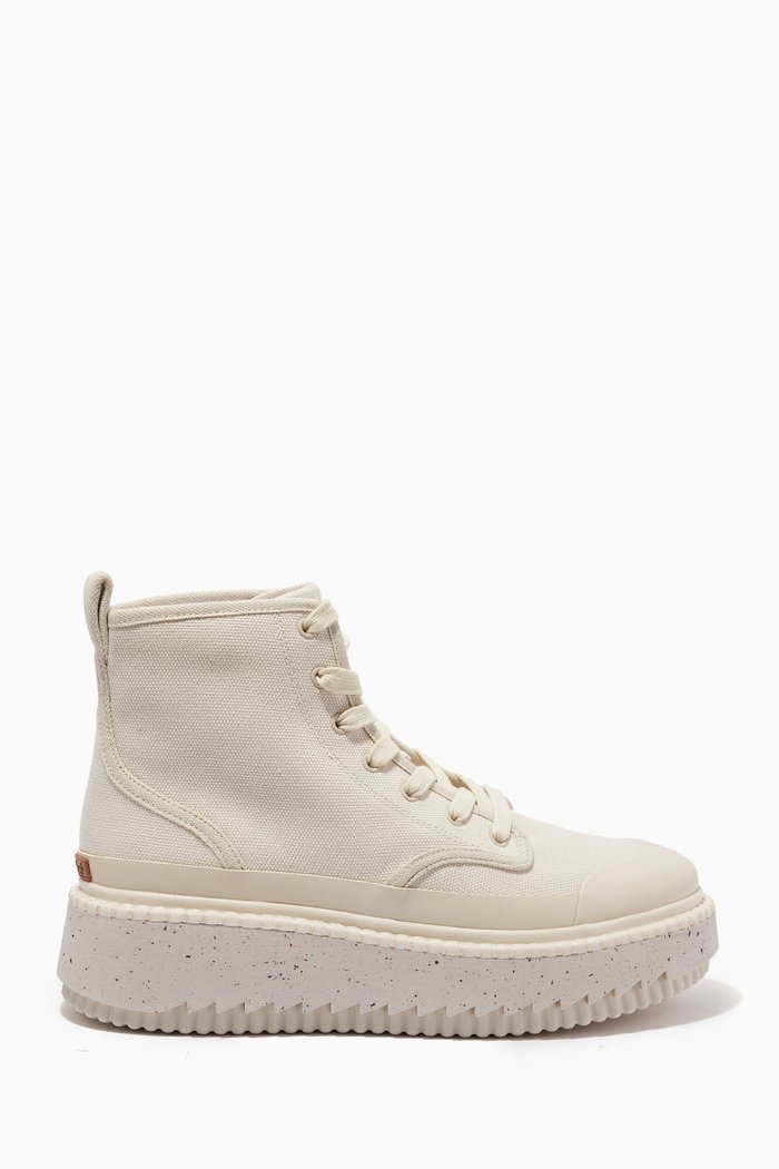 

Lilli Desert Lace-up Ankle Boots in Canvas, White
