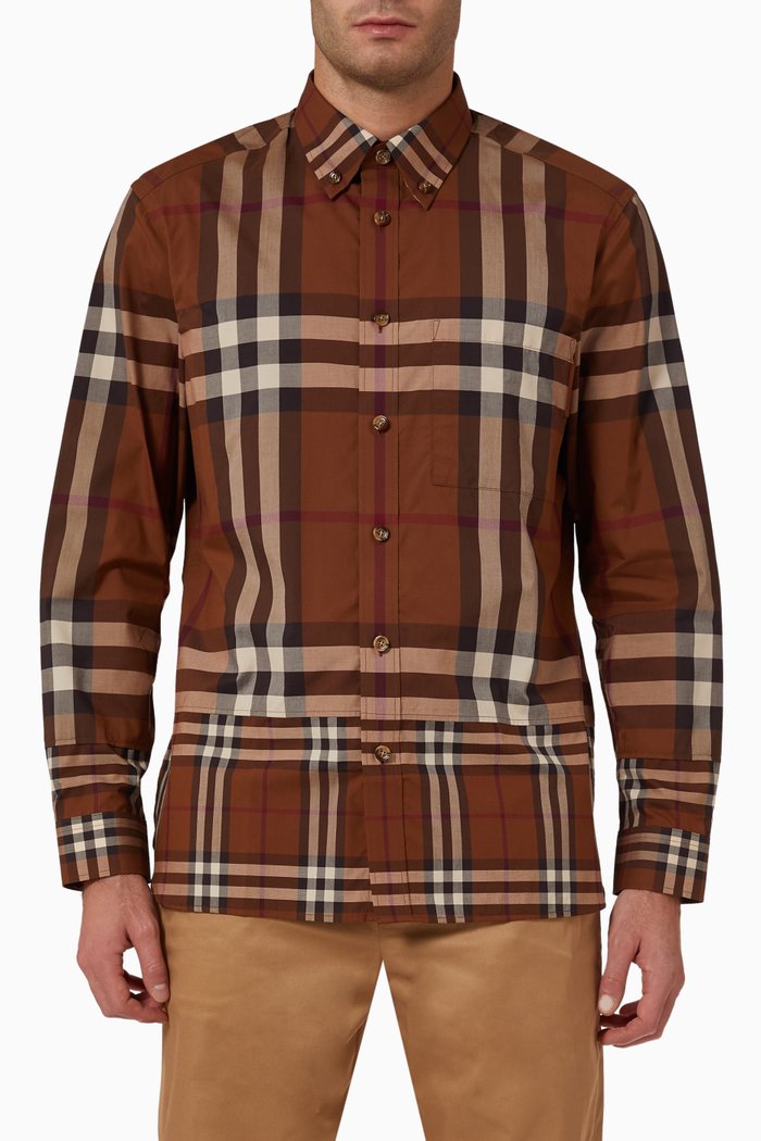 

Causton Shirt in Cotton Poplin, Brown