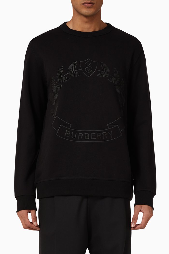

Bram Embroidered Sweatshirt in Organic Cotton, Black