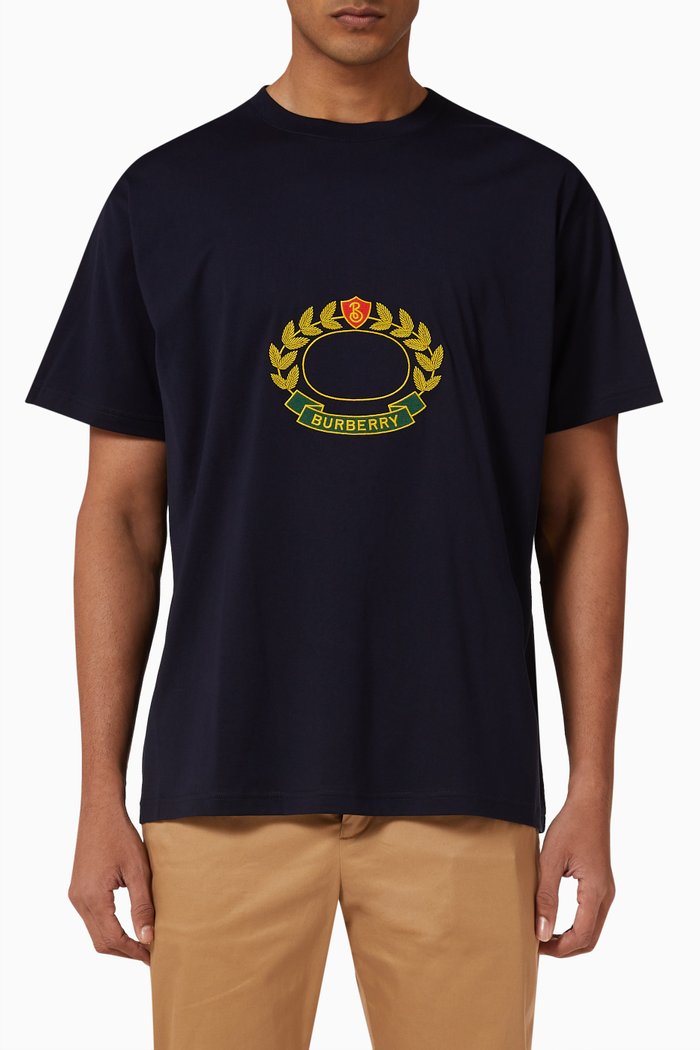 

Purley Embroidered T-shirt in Organic Cotton-jersey, Blue