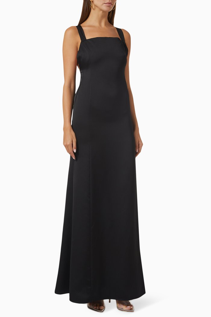 

Mandorla Maxi Dress in Satin, Black
