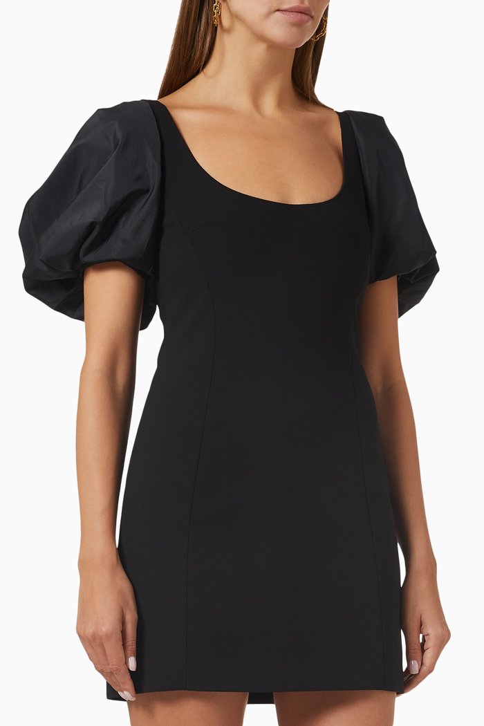 Nespola Puff-sleeved Mini Dress, Black