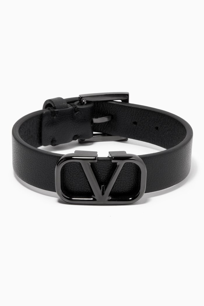 

Valentino Garavani VLOGO Bracelet in Leather, Black