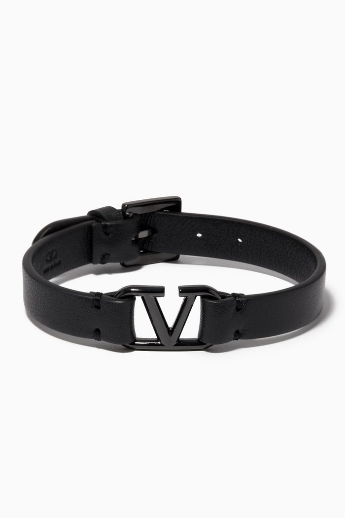

Valentino Garavani VLOGO Bracelet in Leather, Black