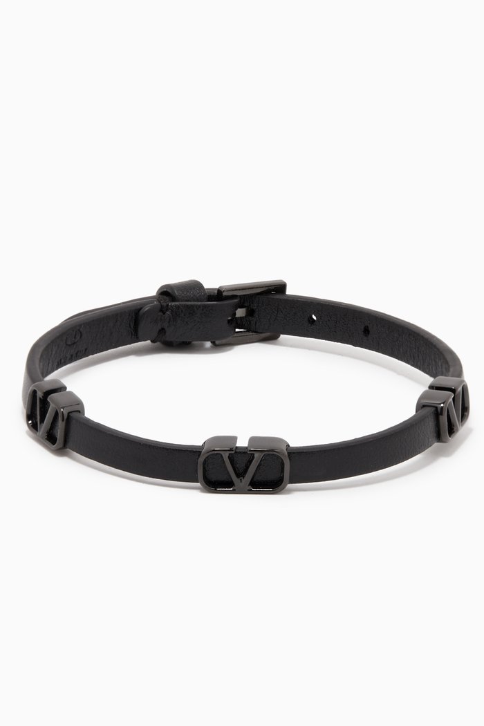 

Valentino Garavani VLOGO Bracelet in Leather, Black