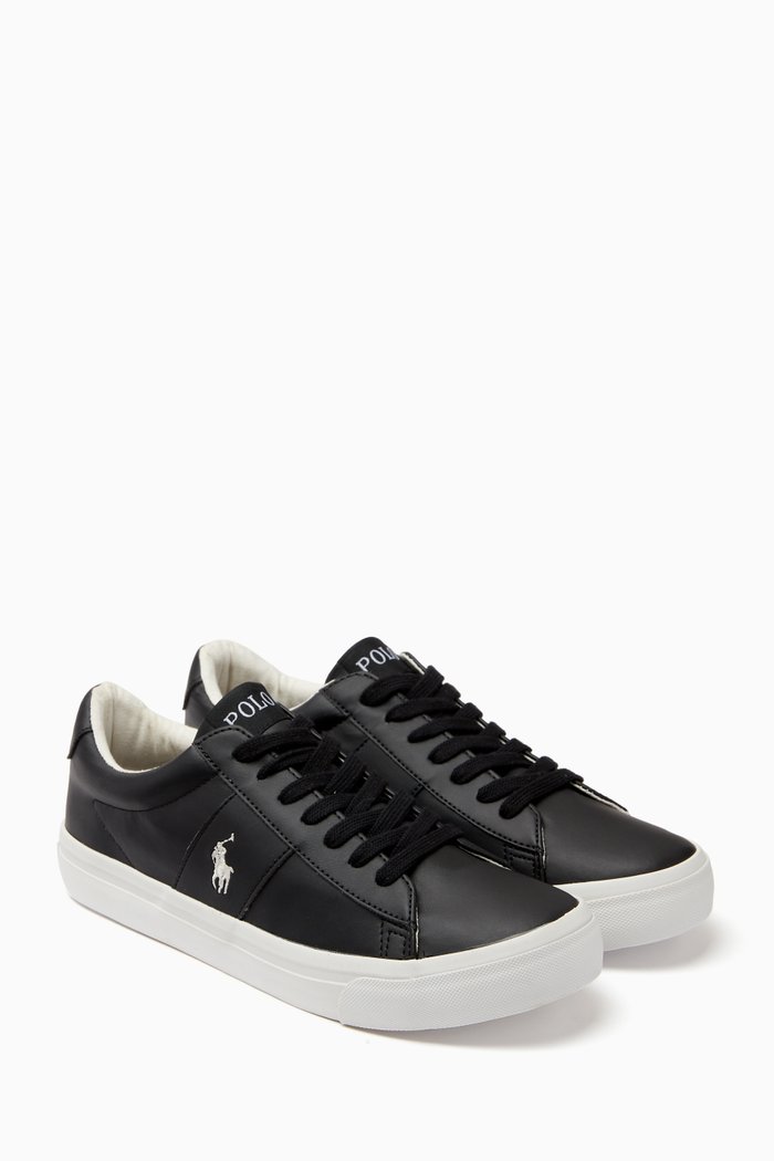 

Sayer Mini Logo Sneakers in Faux Leather, Black