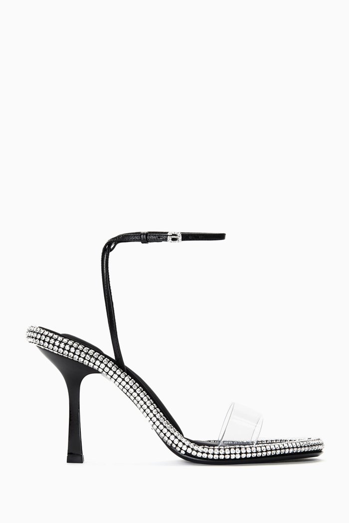 Nima 105 Crystal-embellished Sandals in Leather, Black