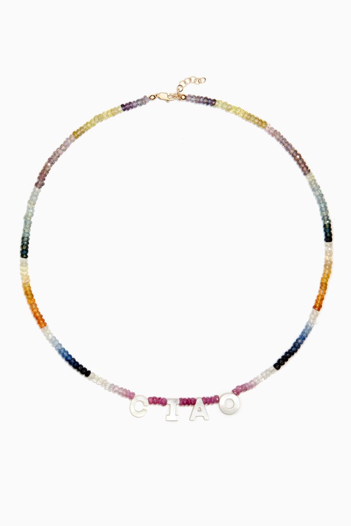 

"Ciao" Necklace in Rainbow Sapphire Beads, Yellow