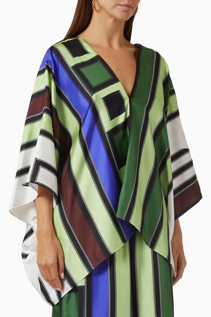 

Sylvia Majorca Scarf Top in SIlk-twill, Green