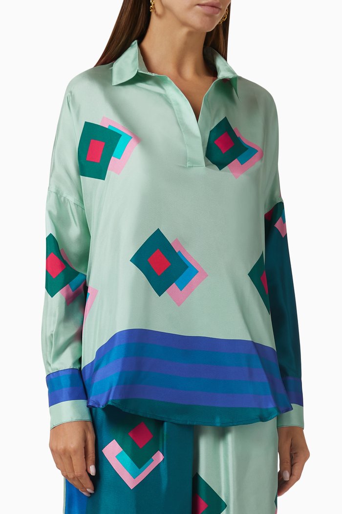 

Edoardo Soho Shirt in Silk-twill, Blue