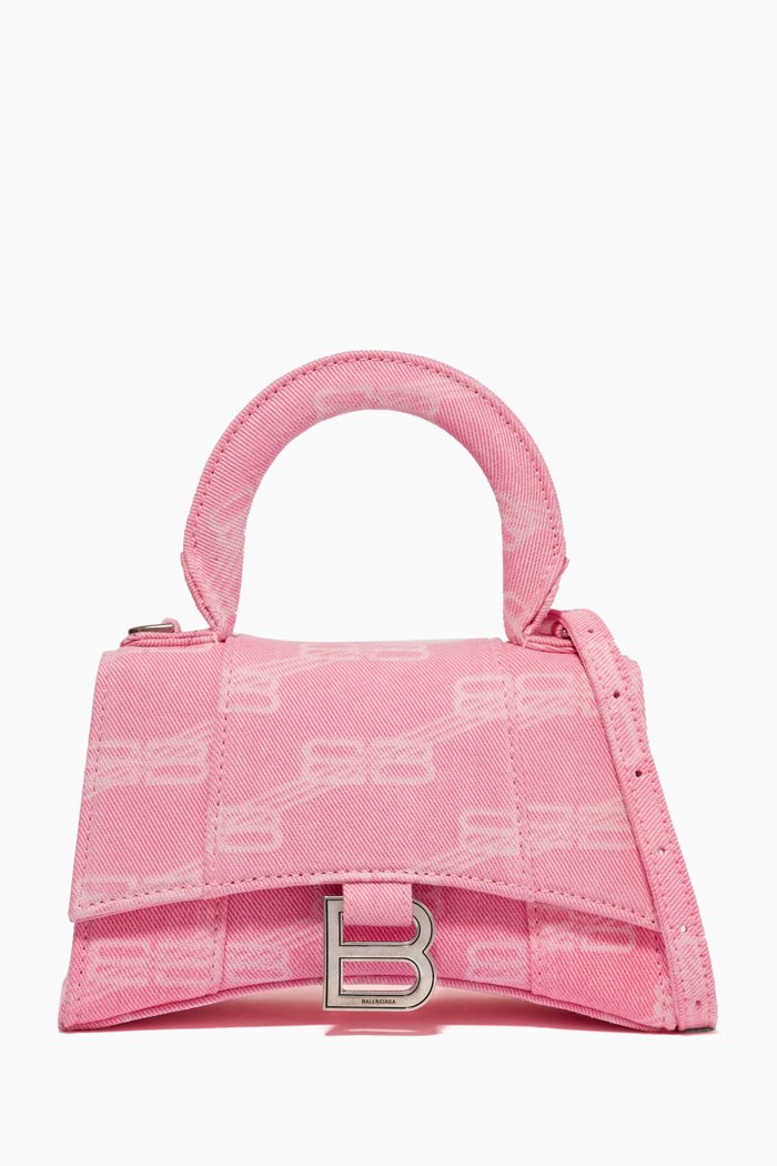 

Hourglass XS Top Handle Bag in BB Monogram Canvas, Pink