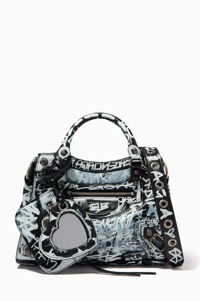

Neo Cagole XS Handbag in Graffiti-print Arena Lambskin, Black