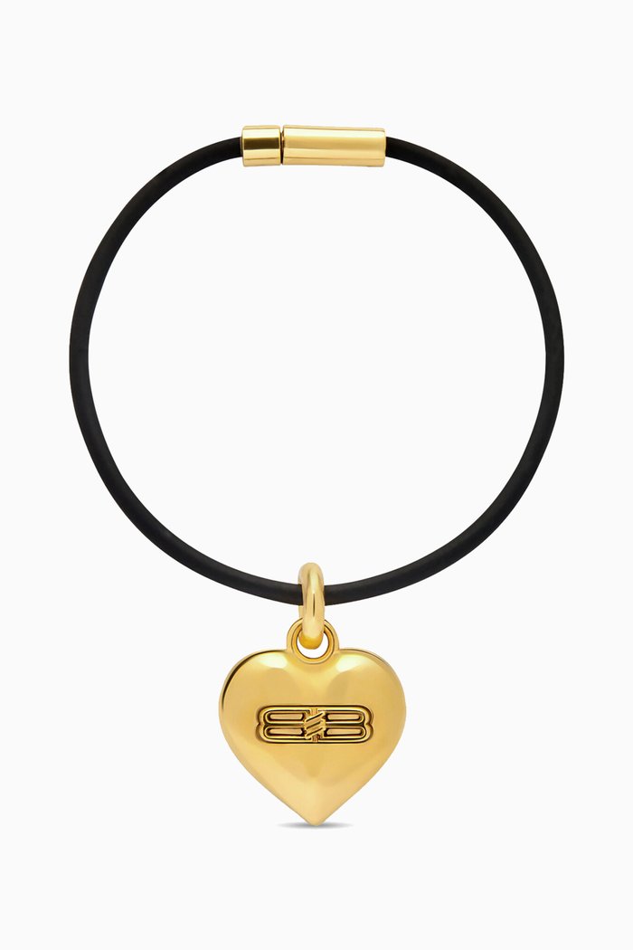 

BB Icon Heart Bracelet in Brass & Rubber, Gold