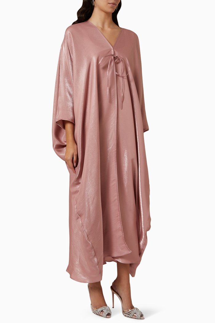 

Tie-up Abaya in Satin, Pink