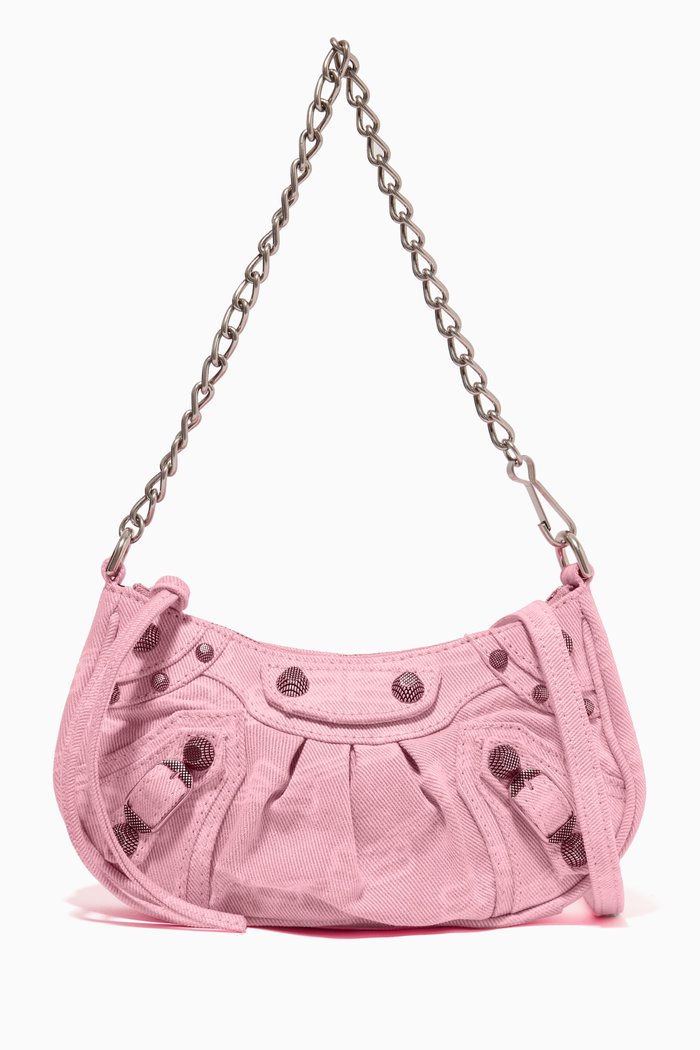 

Le Cagole Mini Purse with Chain in BB Monogram Denim, Pink