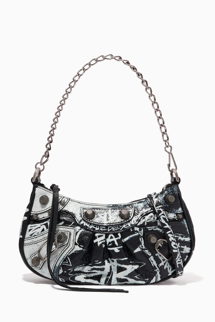 

Mini Le Cagole Grafitti Crossbody Bag in Metallic Arena Lambskin, Black