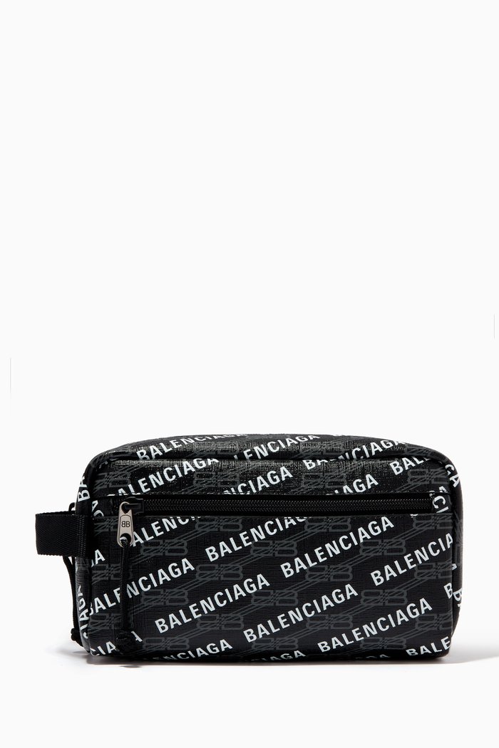 

Explorer Signature-print Toiletry Pouch in Coated-canvas, Black