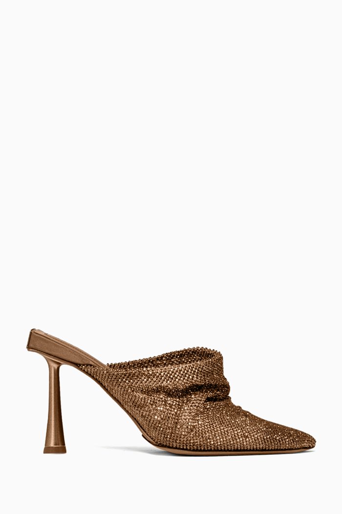 

Goliarda 95 Slip-on Mules in Rhinestone Mesh, Gold