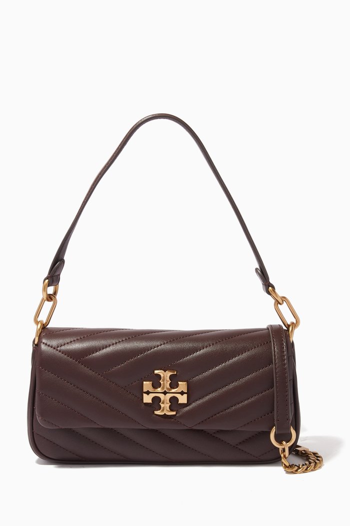 

Small Kira Chevron Shoulder Bag in Leather, Black