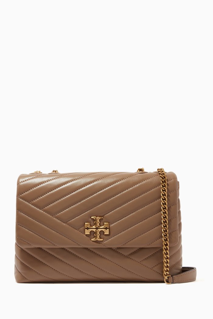 

Kira Chevron Convertible Shoulder Bag in Quilted Leather, Black