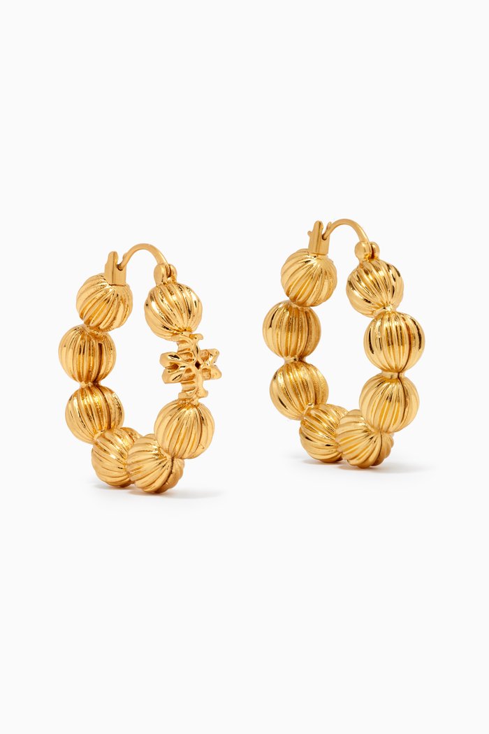 

Roxanne Bead Hoop Earrings in 18kt Gold-plated Brass, Silver