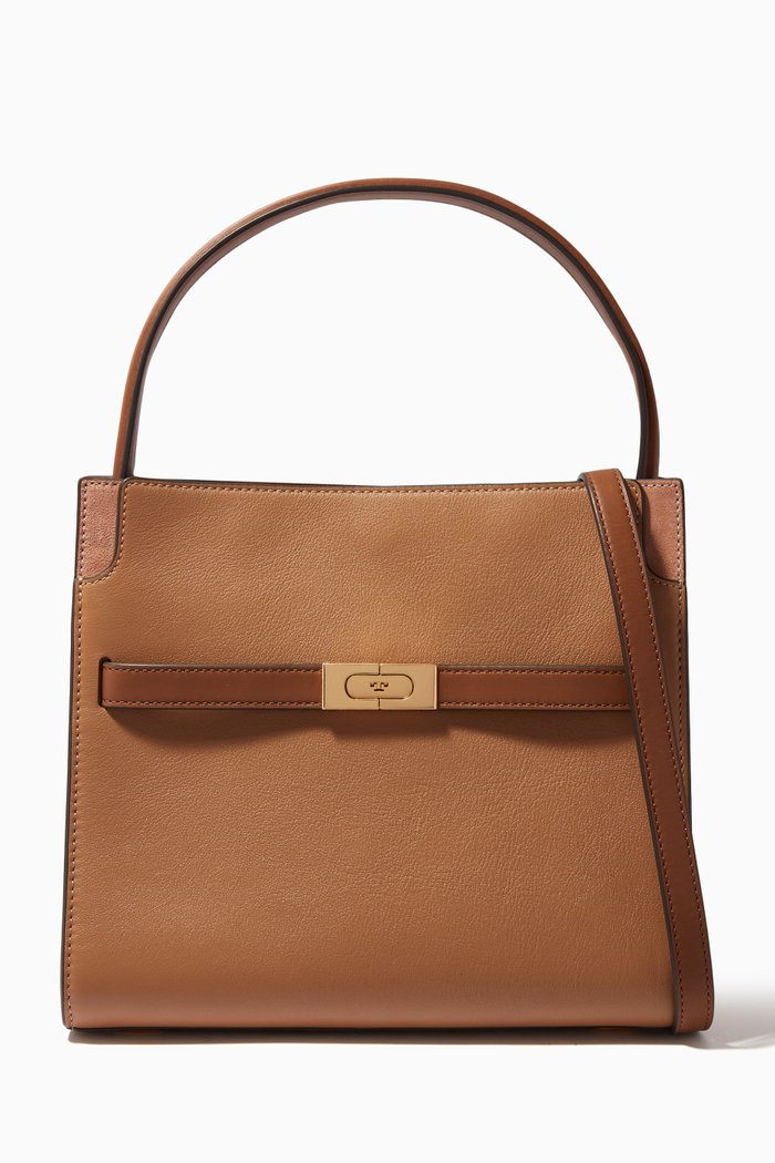 

Small Lee Radziwill Double Bag in Smooth Leather, Brown