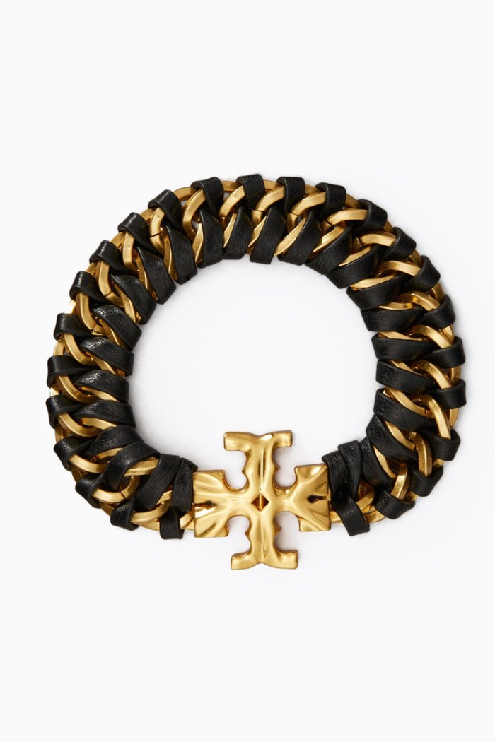 

Roxanne Woven Chain Bracelet in 18kt Gold-plated Brass, Black