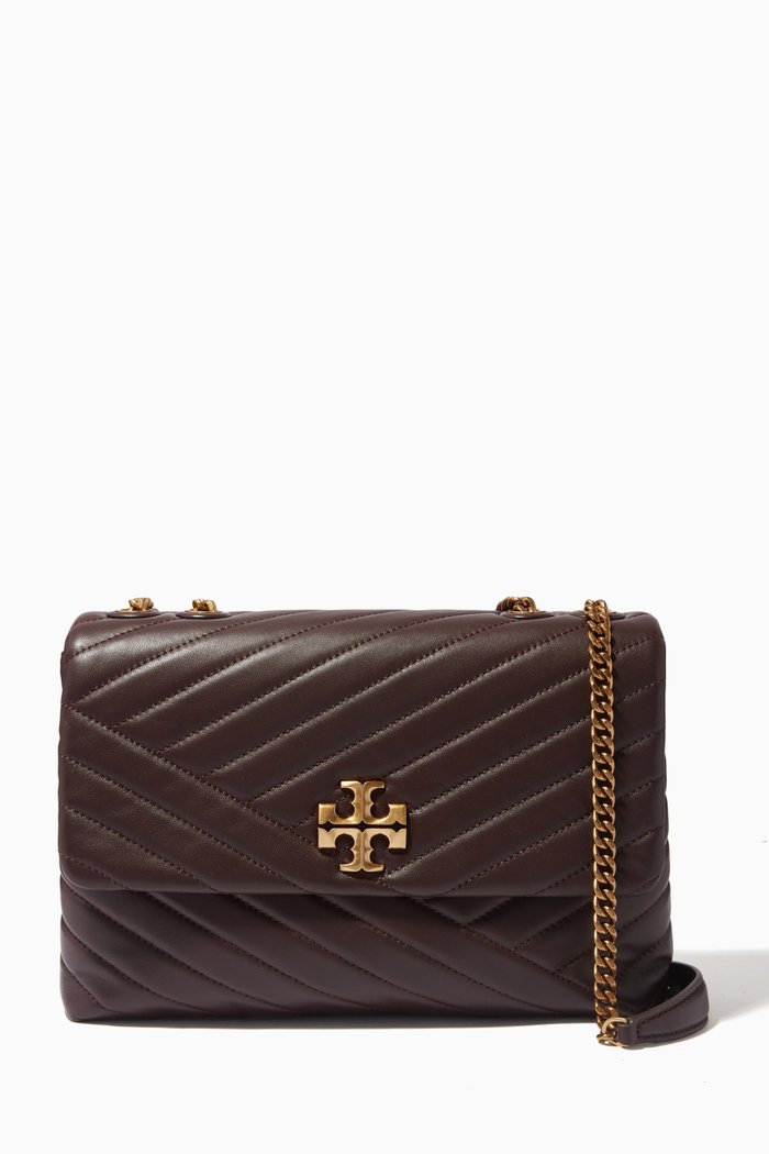 

Kira Chevron Convertible Shoulder Bag in Quilted Leather, Black