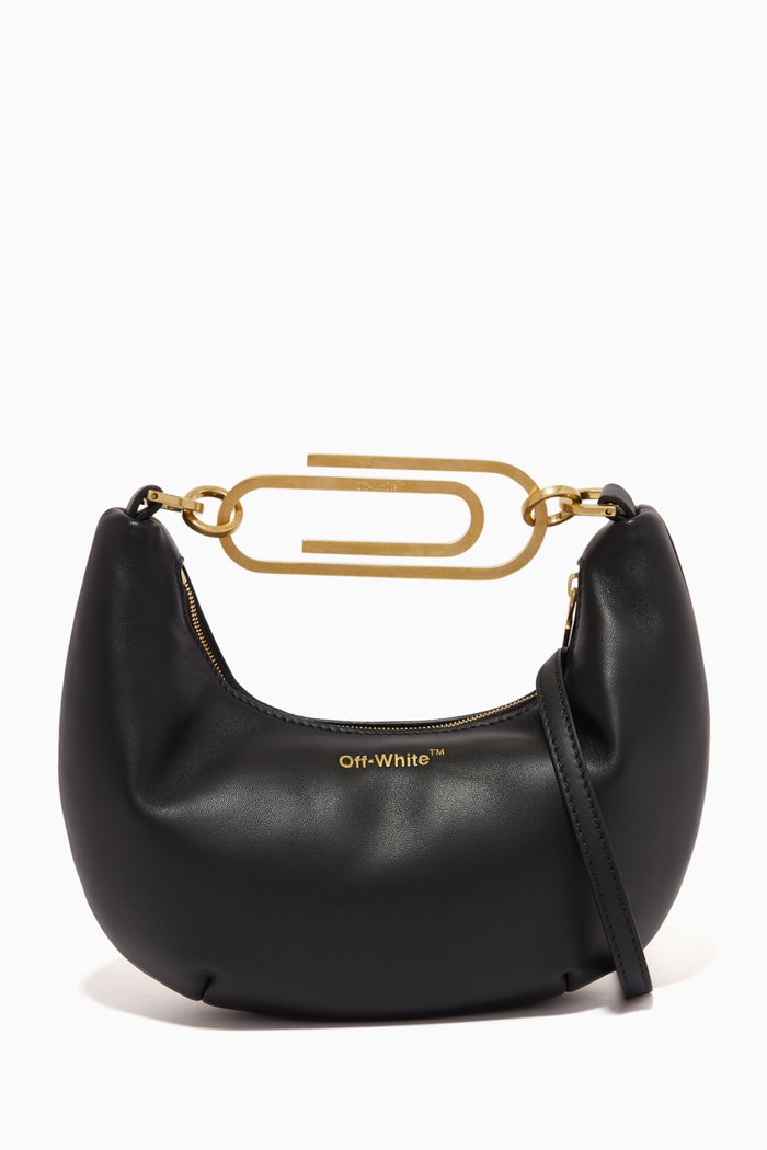 

Paperclip Hobo 20 Small Shoulder Bag in Leather, Black