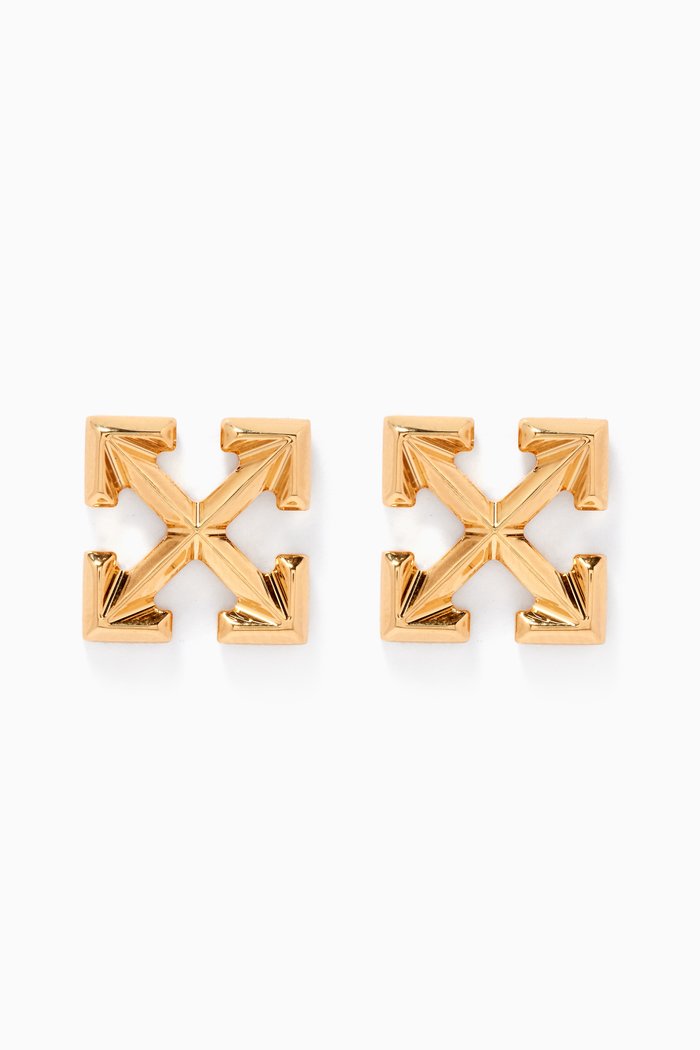Mini Arrow Stud Earrings in Brass, Gold