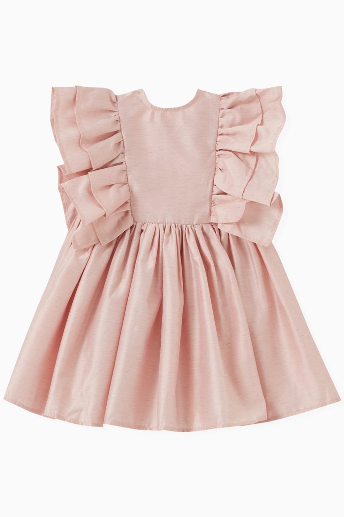 

Volume Ruffled Dress in Polyester-blend, Pink